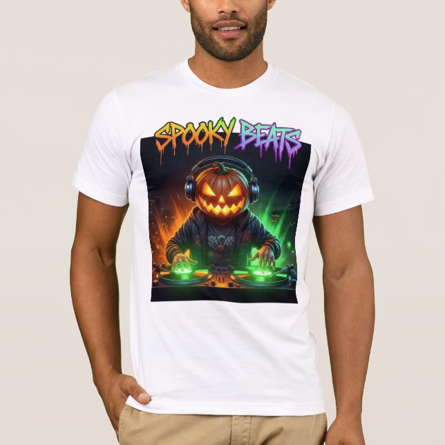 Spooky Beats Jack-o-Lantern Halloween DJ T Shirt (Framsida)