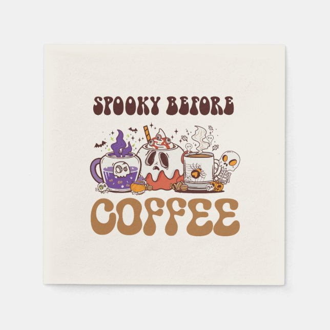 Spooky before coffee - Funny Ghost Coffee Brew Pappersservett (Framsidan)