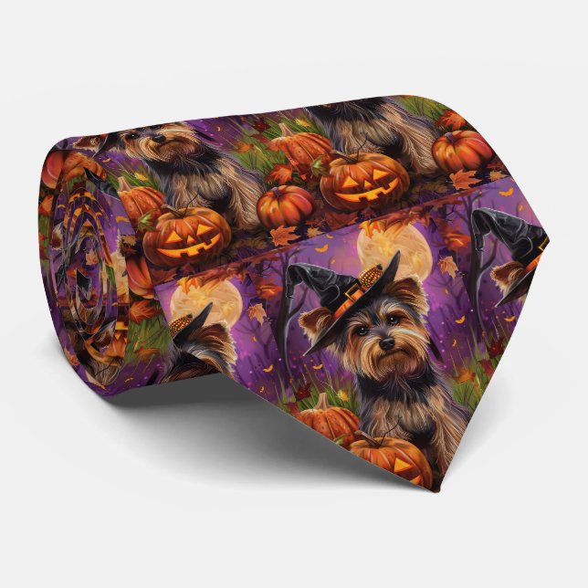Spooky Biewer Terrier Halloween Witch och Pumpkin Slips (Rullad)