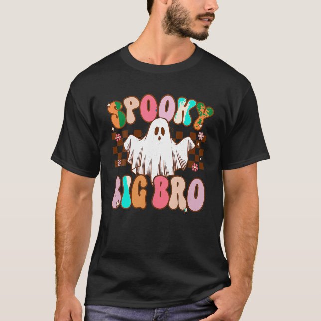 Spooky Big Bro Halloween Brother Ghost Costume Ret T Shirt (Framsida)