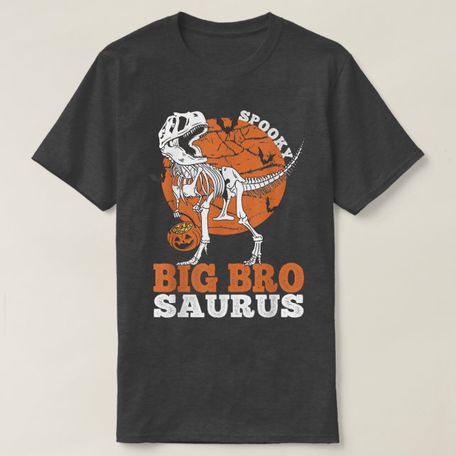 Spooky Big Bro Saurus Dinosaur Skeleton T rex Pump Shirt (Design framsida)