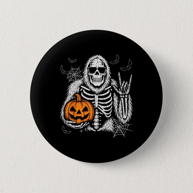 Spooky Bigfoot Jack o lantern Skeleton Halloween B Knapp (Framsida)