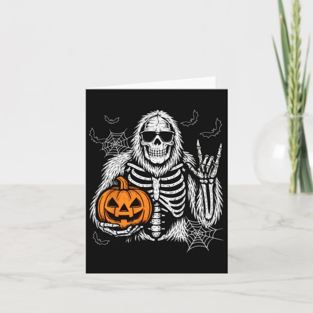 Spooky Bigfoot Jack o lantern Skeleton Halloween B Kort (Framsida)