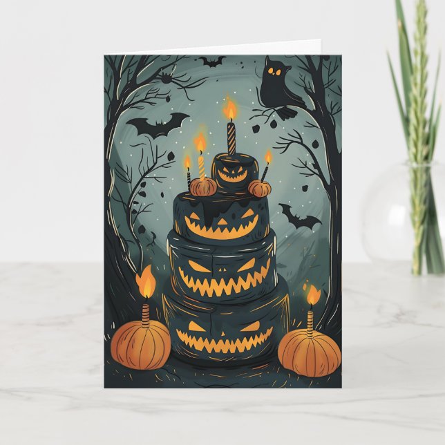 Spooky Birthday Cake Kort (Framsida)