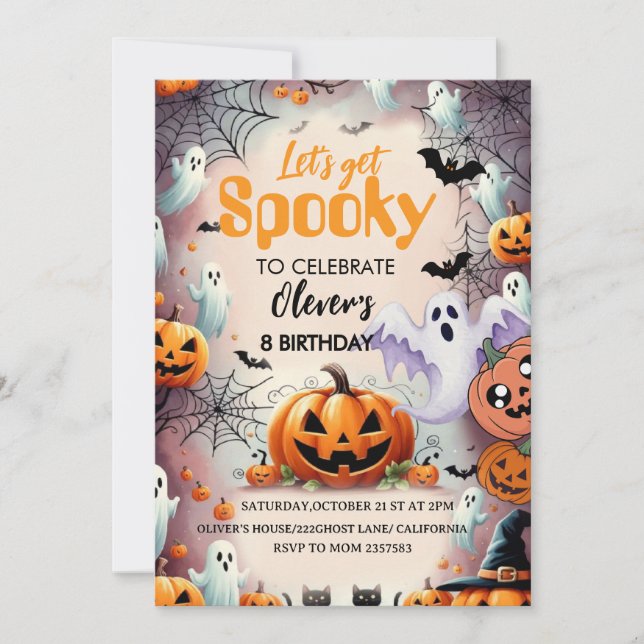 Spooky Birthday Invitation Editable Digital Down Inbjudningar (Framsida)