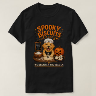 Spooky Biscuits Bakery Golden Retriever Halloween T Shirt