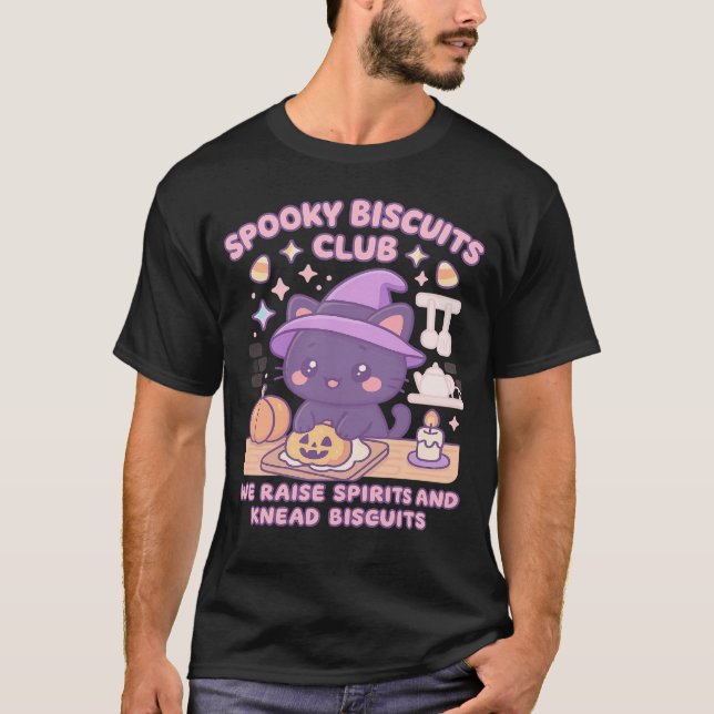 Spooky Biscuits Club Cat Halloween Funny Baking  T Shirt (Framsida)