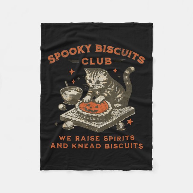 Spooky Biscuits Klubb Cat, Funny Halloween Baking  Fleecefilt (Framsidan)