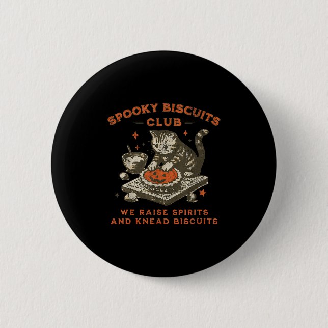 Spooky Biscuits Klubb Cat, Funny Halloween Baking  Knapp (Framsida)