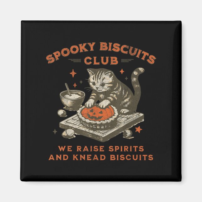 Spooky Biscuits Klubb Cat, Funny Halloween Baking  Magnet (Framsidan)