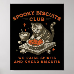 Spooky Biscuits Klubb Cat, Funny Halloween Baking  Poster