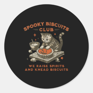 Spooky Biscuits Klubb Cat, Funny Halloween Baking Runt Klistermärke