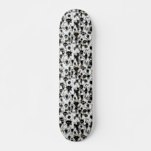 Spooky Black and White Abstrakt Horror Mini Skateboard Bräda 18,5 Cm