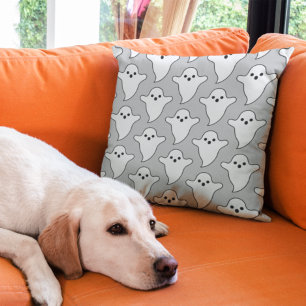 Spooky Black and White Ghost Mönster Halloween Kudde