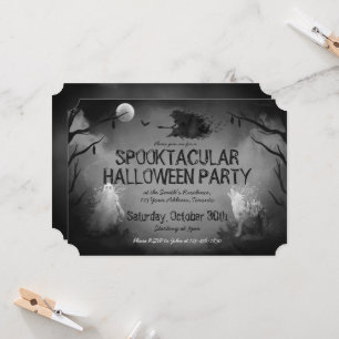 Spooky Black and White Halloween fest Inbjudningar