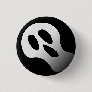 Spooky black and white skrämmande spöke ansikte Ha Knapp