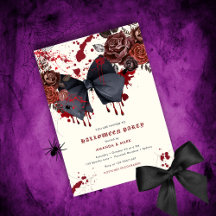 Spooky black bow Halloween Costume-inbjudan