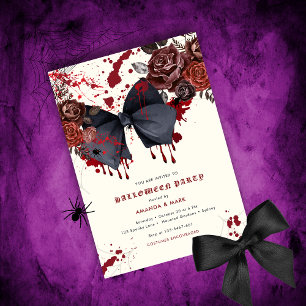 Spooky black bow Halloween Costume-inbjudan Inbjudningar