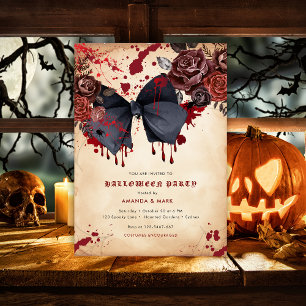 Spooky black bow Halloween Costume-inbjudan Inbjudningar