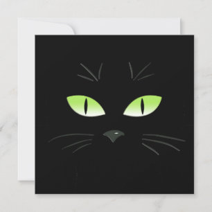 Spooky Black Cat Ansikte Halloween fest Inbjudningar