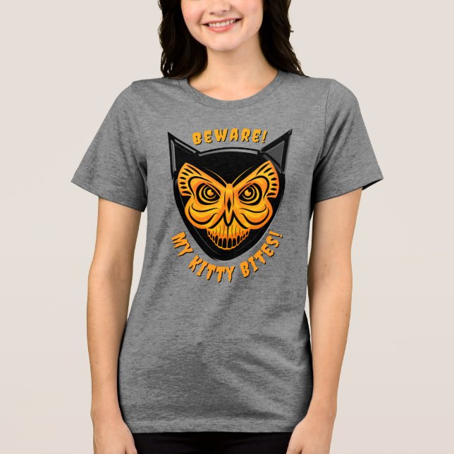 Spooky Black Cat Butterfly Skull T Shirt (Framsida)