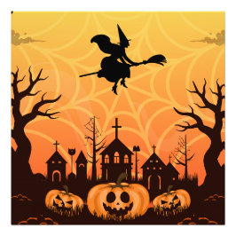 Spooky Black Cat Halloween-design - modern minimal Fototryck
