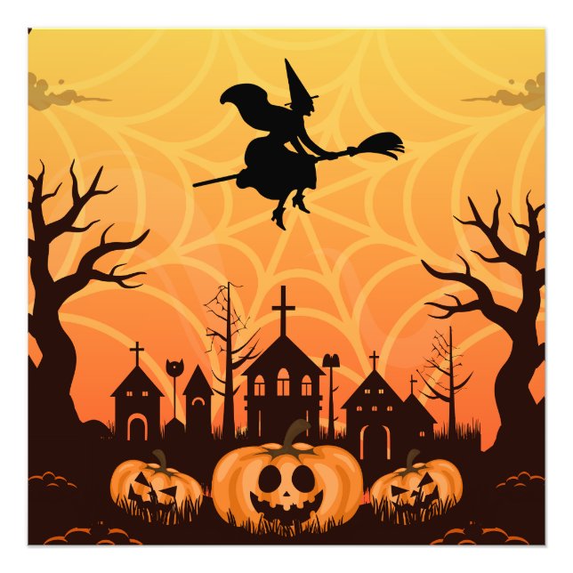 Spooky Black Cat Halloween-design - modern minimal Fototryck (Framsidan)