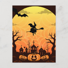 Spooky Black Cat Halloween-design - modern minimal Helg Vykort