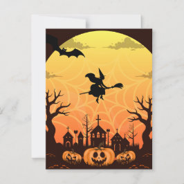 Spooky Black Cat Halloween-design - modern minimal Vykort