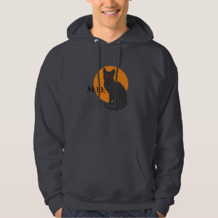 Spooky Black Cat - Halloween Hoodie för manar