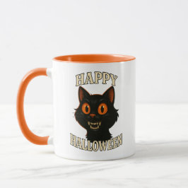 Spooky Black Cat Halloween Mugg