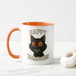 Spooky Black Cat Halloween Mugg