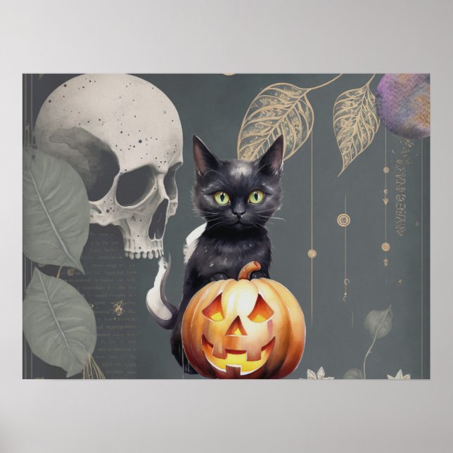 Spooky Black Cat Halloween Poster (Framsidan)