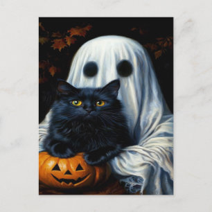 Spooky Black Cat Halloween Tapet - 2025 Natt! Helg Vykort