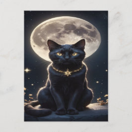 Spooky Black Cat Halloween Tapet - 2025 Natt! Helg Vykort