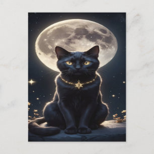Spooky Black Cat Halloween Tapet - 2025 Natt! Helg Vykort