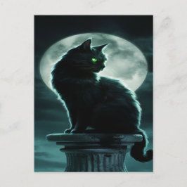 Spooky Black Cat Halloween Tapet - 2025 Natt! Helg Vykort