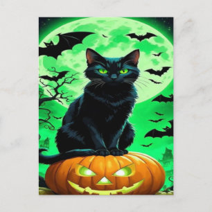 Spooky Black Cat Halloween Tapet - 2025 Natt! Helg Vykort