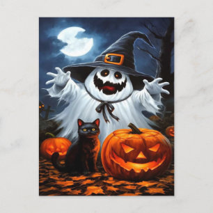 Spooky Black Cat Halloween Tapet - 2025 Natt! Helg Vykort