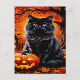 Spooky Black Cat Halloween Tapet - 2025 Natt! Helg Vykort