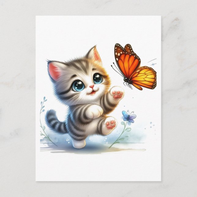 Spooky Black Cat Halloween Tapet - 2025 Natt! Helg Vykort (Framsida)