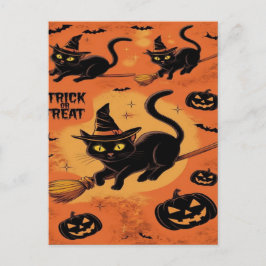 Spooky Black Cat Halloween Tapet - 2025 Natt! Helg Vykort