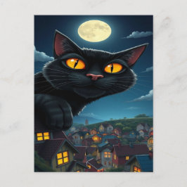 Spooky Black Cat Halloween Tapet - 2025 Natt! Helg Vykort