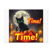 Spooky Black Cat Halloween-vykort
