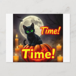 Spooky Black Cat Halloween-vykort Helg Vykort