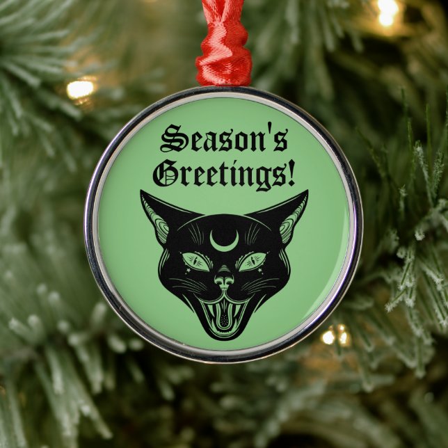 Spooky Black Cat Horror jul Ornament (Träd)