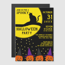 Spooky Black Cat Jack O'lantern Halloween fest Magnetisk Inbjudningskort