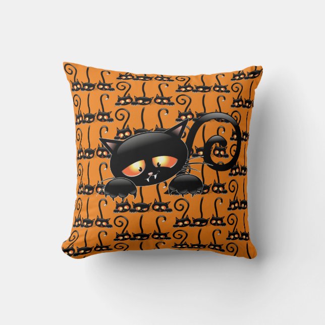 Spooky Black Cat Kudde (Framsida)