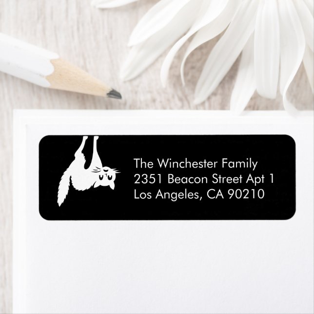 Spooky Black cat lustigt Halloween returadress Returadress Etikett (Insitu)
