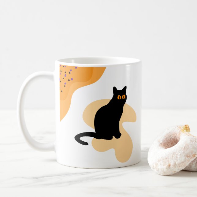 Spooky Black Cat med Creepy Ögon Halloween Gift Kaffemugg (Med munk)